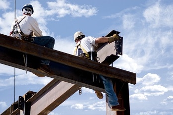 Ironworkers at a construction site.
